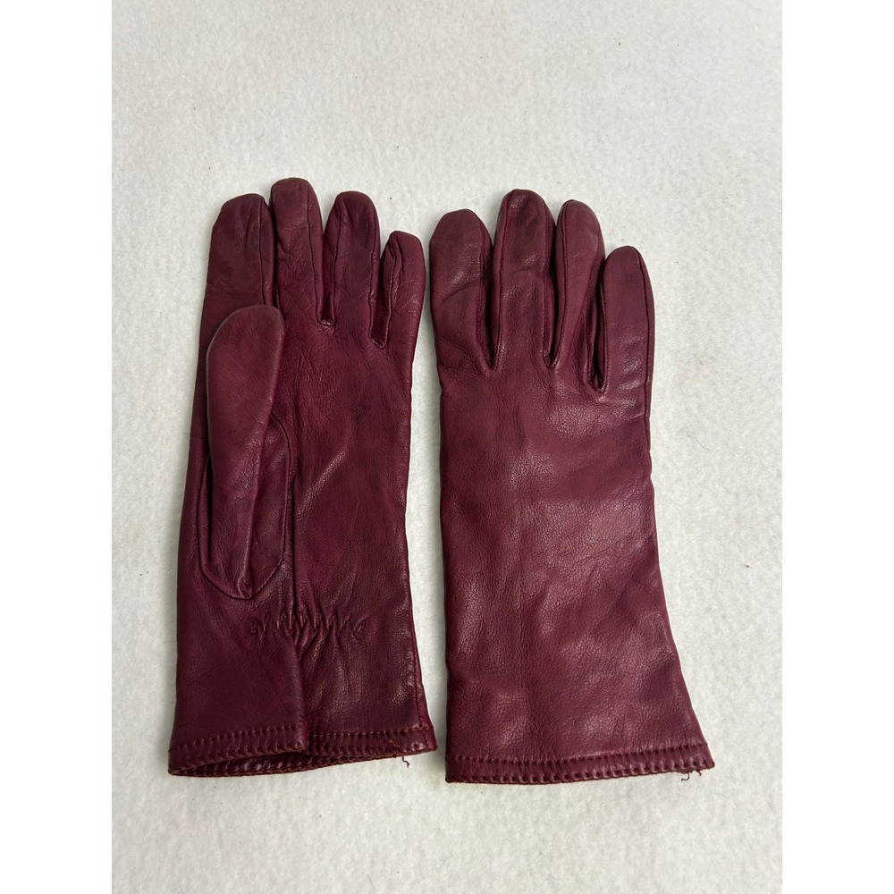 Dark Academia Women Large Burgundy Genuine Leather Dress Gloves